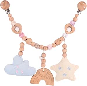 Ueiwffzo Wooden Pram Chain for Babies