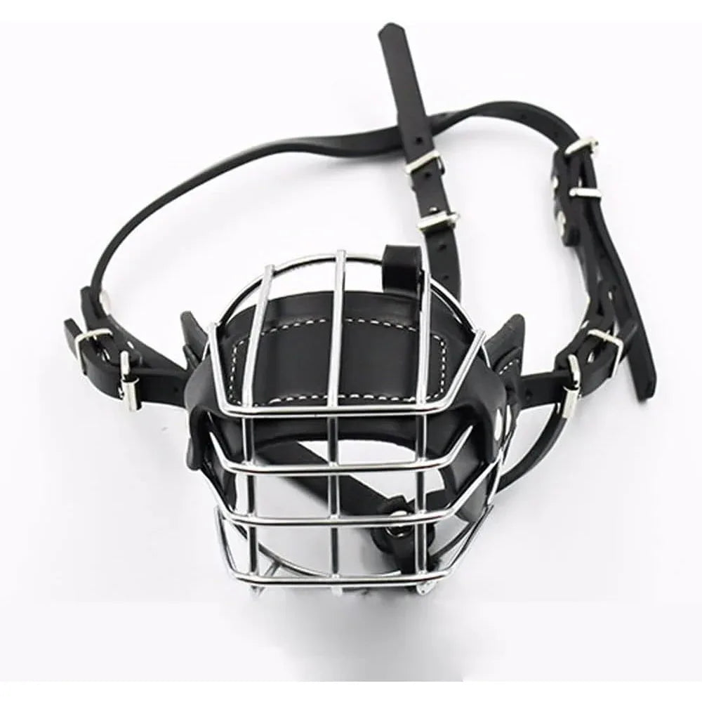 Adjustable Metal and Leather Dog Muzzle for Large Breeds - Gomix Brands Outlet