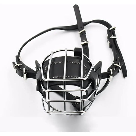Adjustable Metal and Leather Dog Muzzle for Large Breeds - Gomix Brands Outlet
