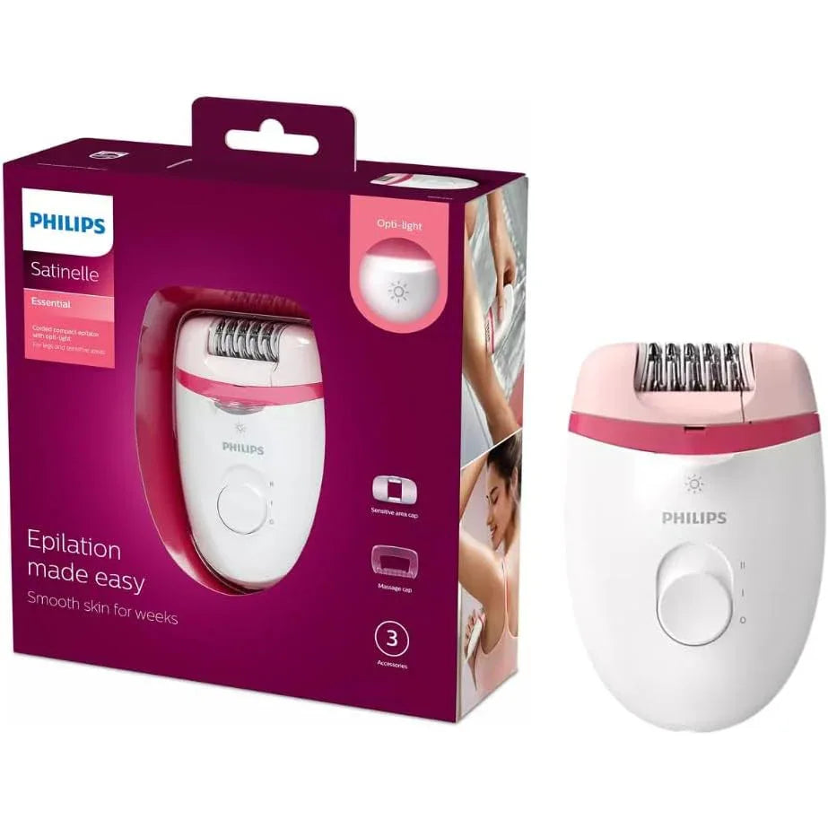 Philips Satinelle Essential Corded Compact Epilator - Effortless Smooth Skin BRE255/00 - Gomix Brands Outlet