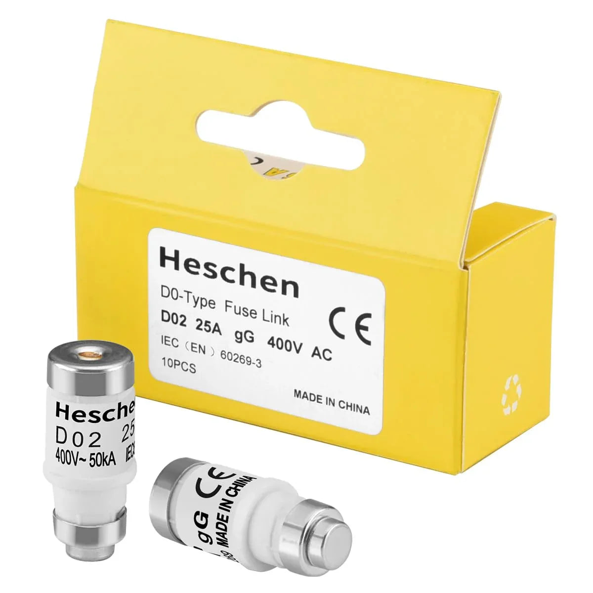 Heschen Ceramic Neozed D0 Fuse Link D02 25A 400VAC Pack - Gomix Brands Outlet