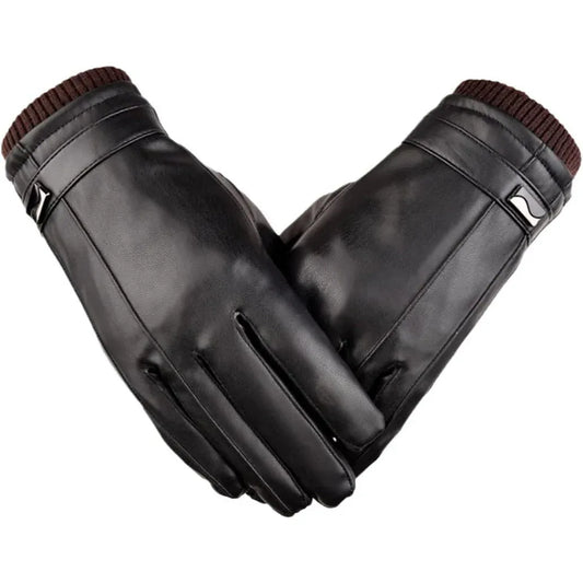 Haitpant Men's Luxury PU Leather Winter Driving Gloves - Gomix Brands Outlet
