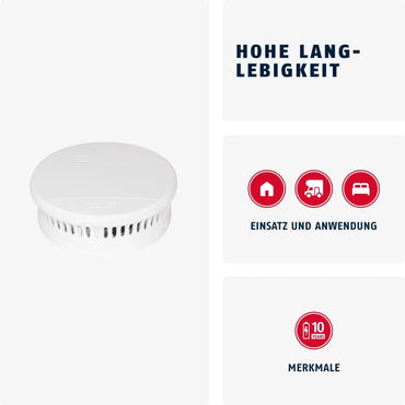 ABUS RWM150 White Smoke Detector with 10-Year Battery, 85dB Alarm - Gomix Brands Outlet