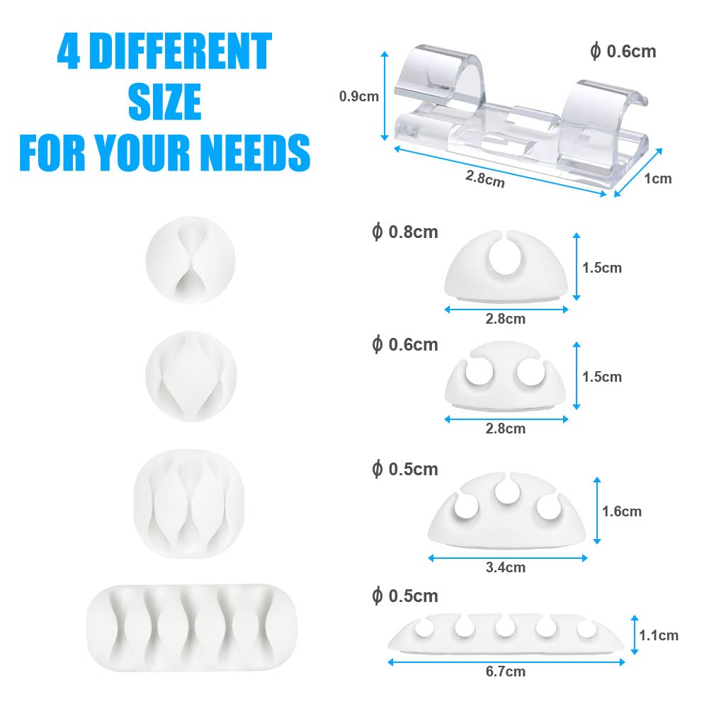 URAQT Cable Clips Pack of 50 Multi-Purpose Self-Adhesive Organizer