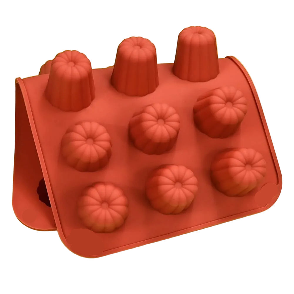 Surakey 18-Cup Silicone Madeleine Baking Pan Non-Stick Red