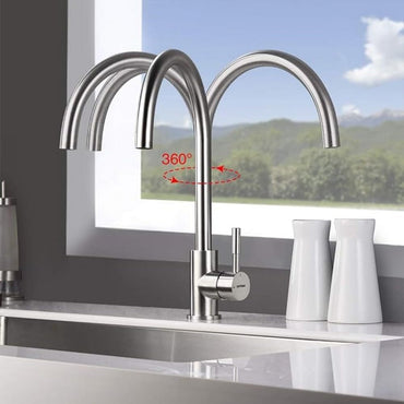 GRIFEMA High-Arc Stainless Kitchen Faucet with 360° Sprayer