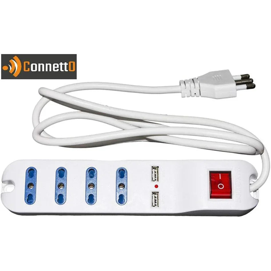 Connetto Multipress 4-Outlet Power Strip with USB – White - Gomix Brands Outlet