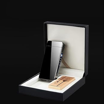 YOZWOO High‑Power Rechargeable Arc Lighter – Windproof, LED Indicator, Black