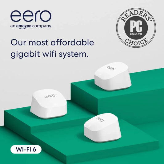 eero 6+ Mesh WiFi System – 3‑Pack Gigabit Speed, 4,500 sq ft Coverage - Gomix Brands Outlet