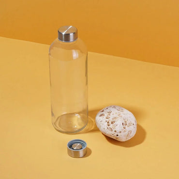 1 Liter Glass Bottle with Silver Screw Cap for Drinks & Juices - Gomix Brands Outlet