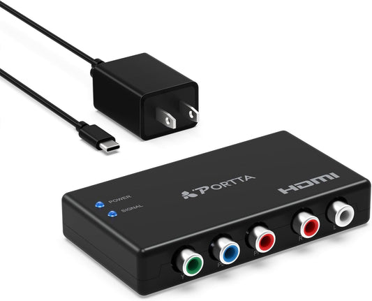 Portta Component to HDMI Converter, YPbPr RGB + R/L Audio, 1080p Support for PS2, PS3, Wii, Xbox