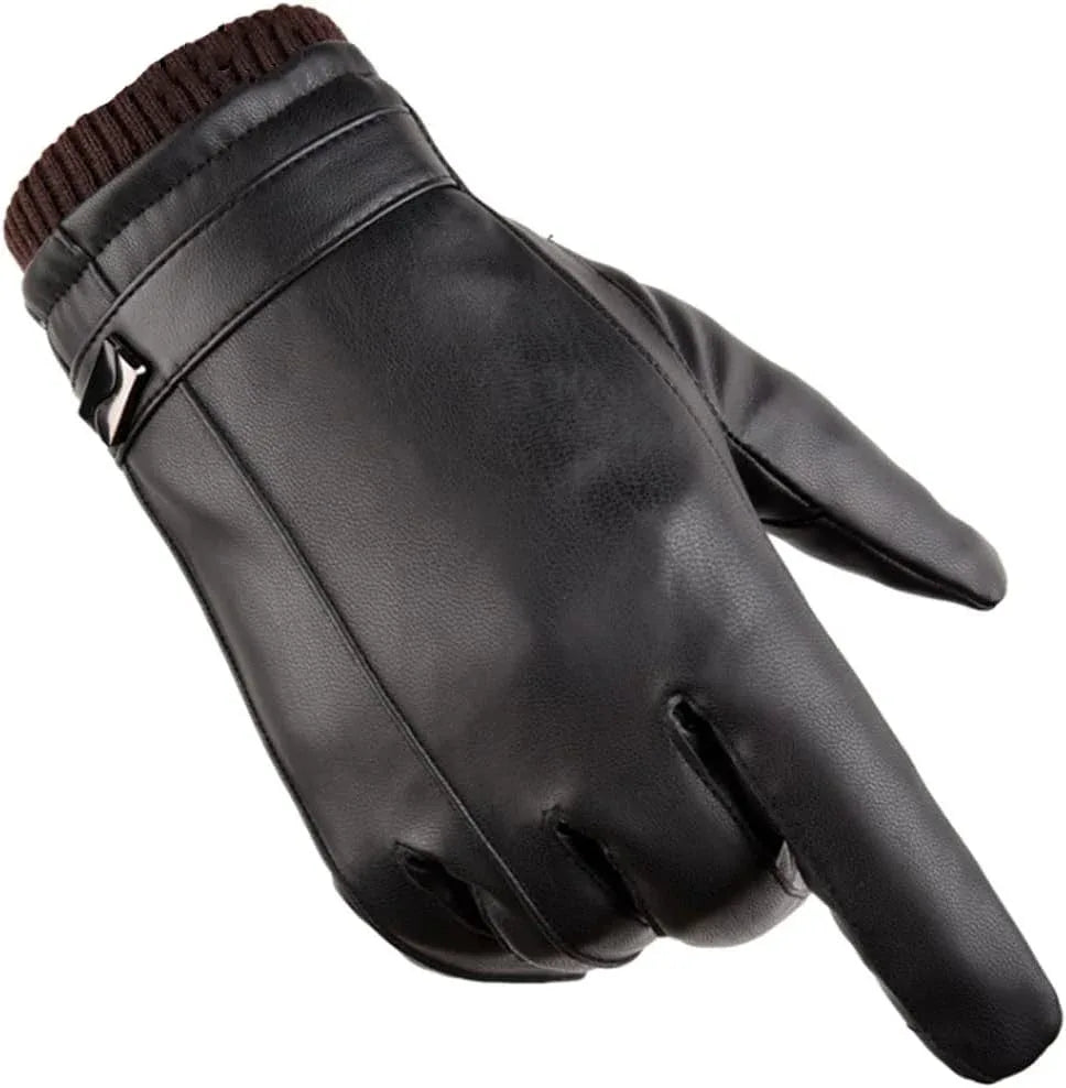 Haitpant Men's Luxury PU Leather Winter Driving Gloves - Gomix Brands Outlet