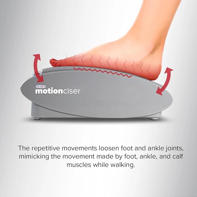 Gray 'motionciser' device with a foot on a white background