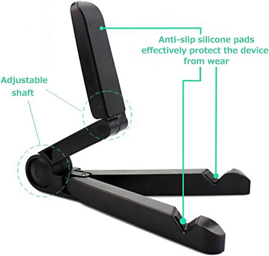 J/E Adjustable Folding ABS Phone Tablet Stand Black