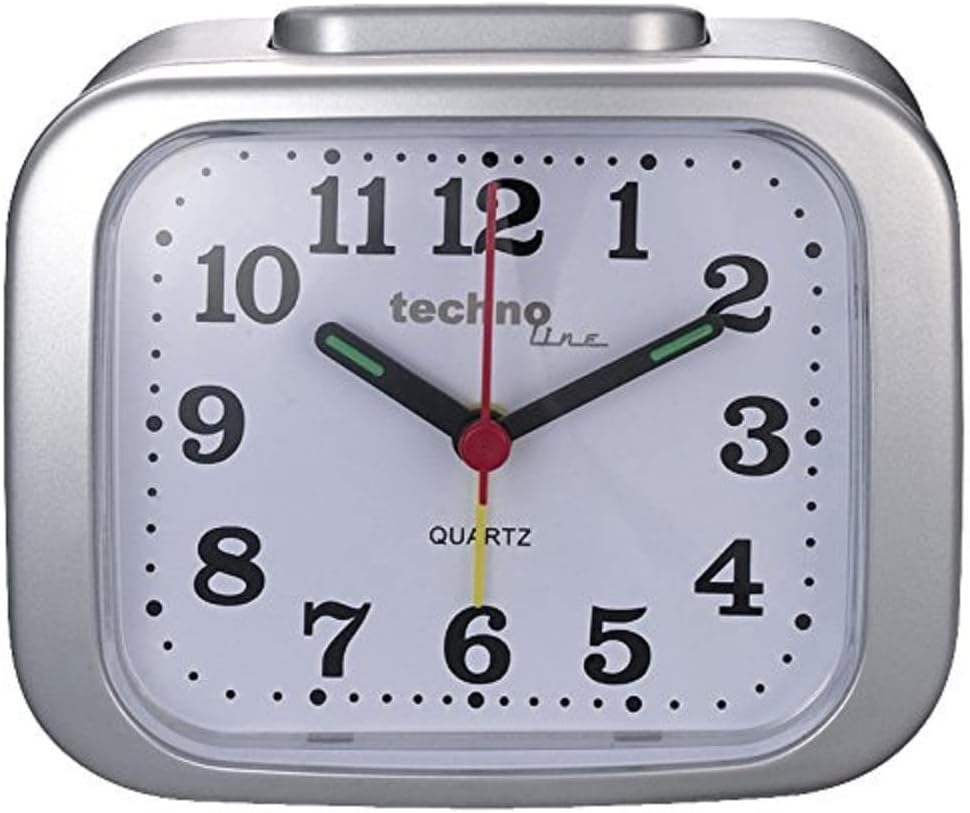 Technoline XL Retro Quartz Alarm Clock: Loud, Clear Display, Silver Design