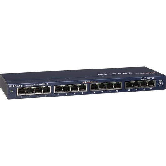 NETGEAR GS116GE 16-Port Gigabit Ethernet Switch for Desktop and Wall Mounting - Gomix Brands Outlet