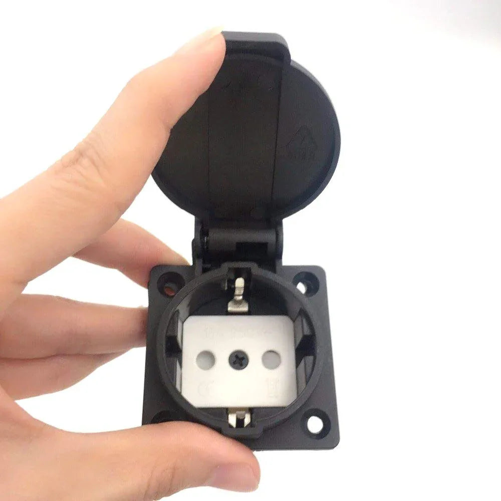 IndustrialField Waterproof 250V 16A German Standard Single Plug Wall Socket