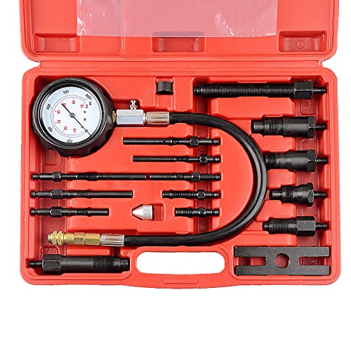 DAYUAN 17 pc Diesel Engine Compression Tester Kit with Glow Plug & Injector Adapters
