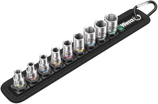 Wera Zyklop Belt 4 Socket Set 1/4‑Inch Drive, 9‑Piece