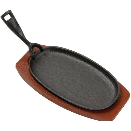 Olympia Cast Iron Oval Sizzler with Wooden Stand, 240mm - Gomix Brands Outlet