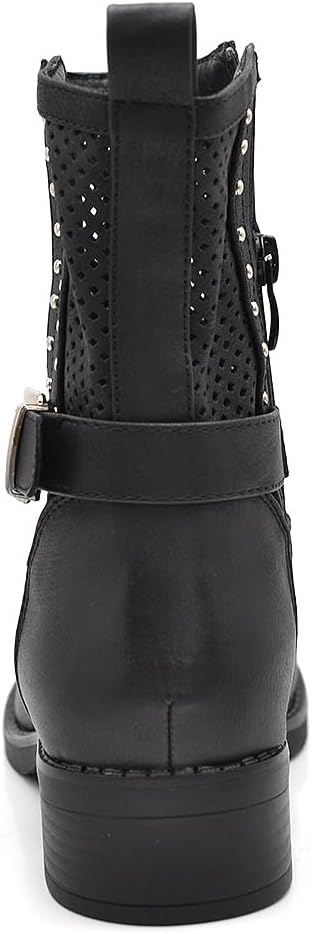IF Women's Perforated Motorcycle Boots with Buckle Detail