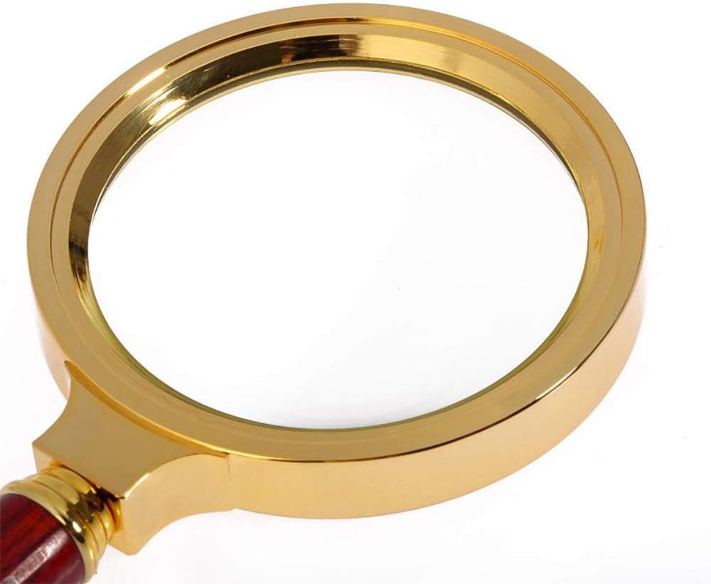 Qirc 10x Handheld Magnifier with Wooden Handle – Red, 60mm Lens