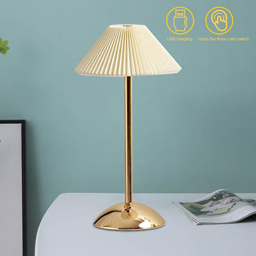 Fiorky Cordless Pleated LED Table Lamp with USB Rechargeable