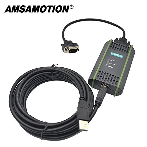 AMSAMOTION USB-MPI PLC Programming Cable for Siemens S7-200/300/400 Series