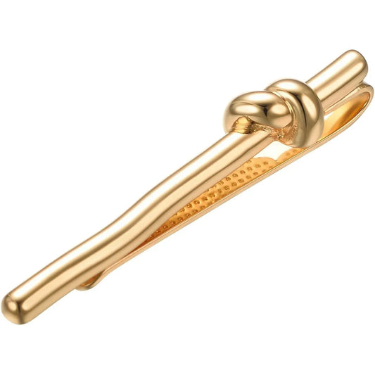 Elegant Gold Knot Tie Clip for Men, Personalized Round Wave Necktie Accessory - Gomix Brands Outlet