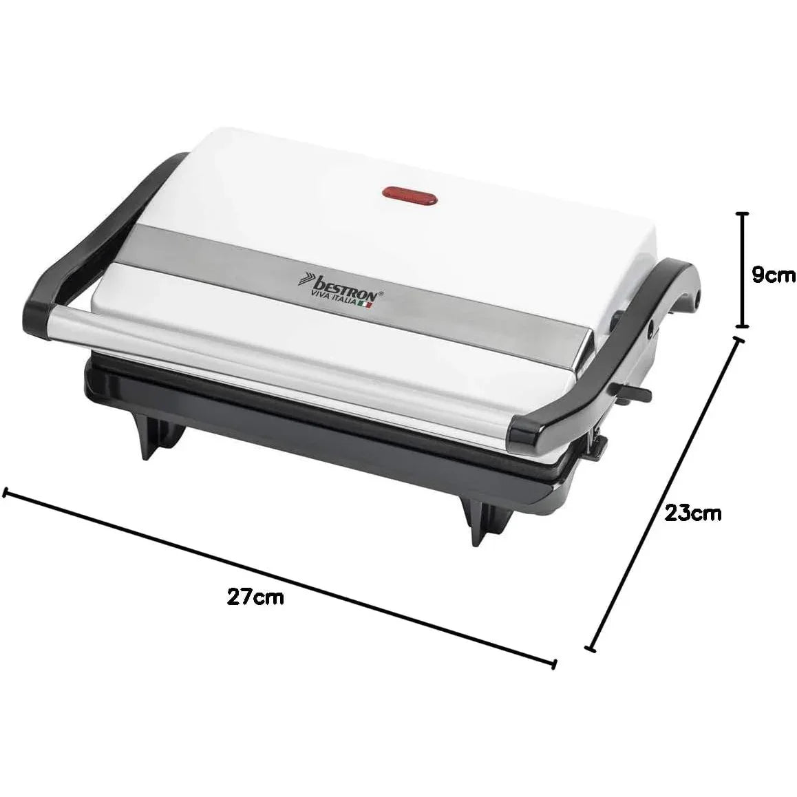 Bestron Contact Grill with Crumb Tray, 700W Panini & Sandwich Maker - White - Gomix Brands Outlet