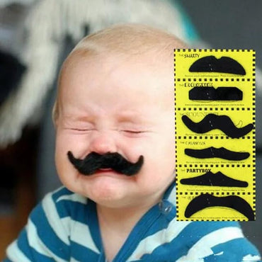 Fake Mustache Props Self‑Adhesive Pack of 12 – Mixed Designs for Parties
