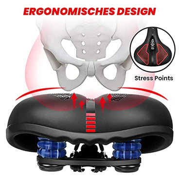 Brgood Wide Memory Foam Bike Seat with Dual Shock Absorbers