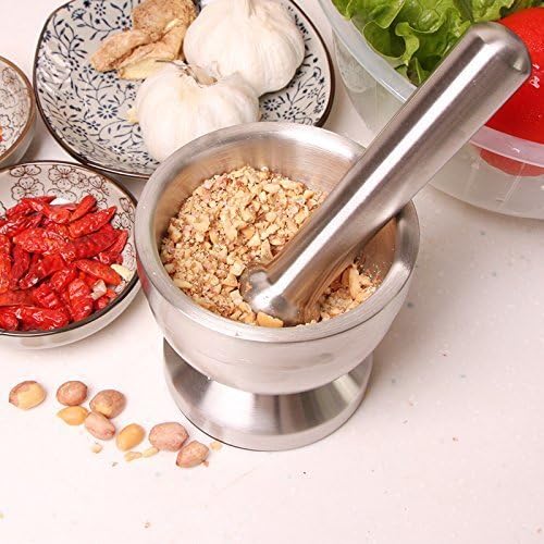 Bekith Kitchen Mörser mit Stößel, Gewürzmörser, Edelstahl, 300g