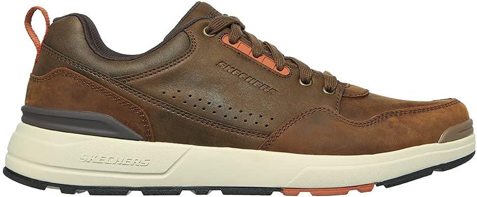 Skechers Rozier Mancer Men's Brown Leather Trainers with Memory Foam - Gomix Brands Outlet