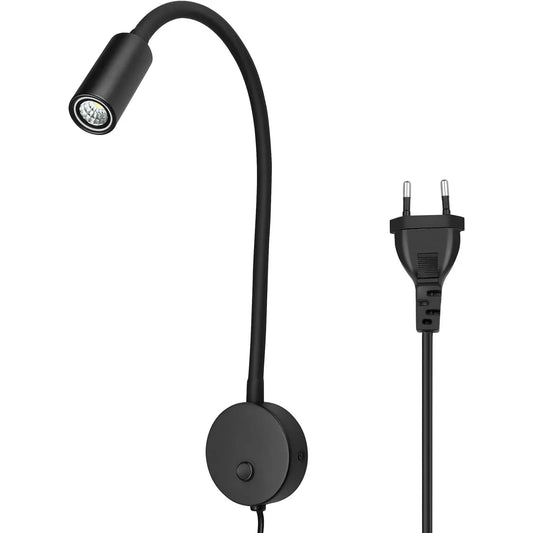 Eofiti Black Wall-Mount Reading Lamp with Adjustable Swan Neck - Gomix Brands Outlet