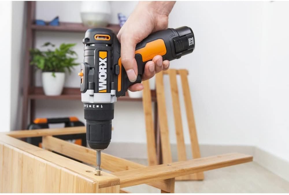 WORX WX128 12V Cordless Drill Driver Kit with 2-Speed & LED Light