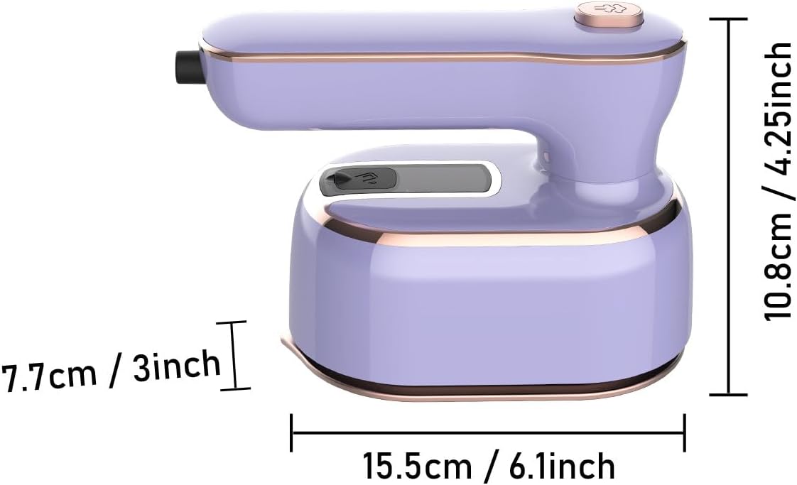 Portable 1000W Handheld Travel Steamer Iron with 180° Rotating Purple