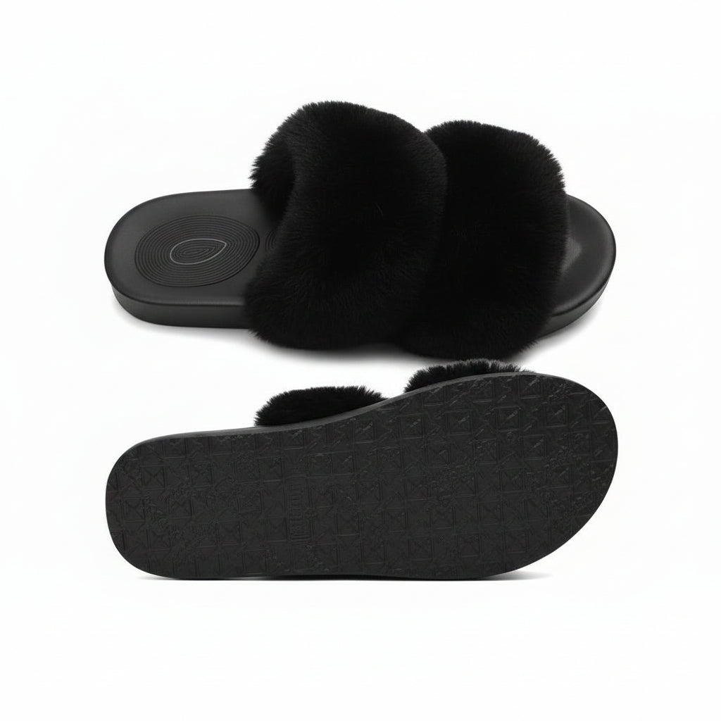 COFACE Women's Arch Support Fluffy Fur Sliders. - Gomix Brands Outlet