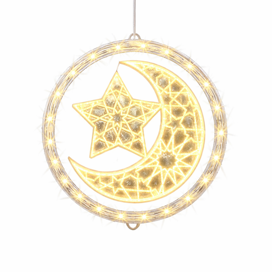 3D Eid Ramadan Hanging Lights Transparent Acrylic LED Warm White
