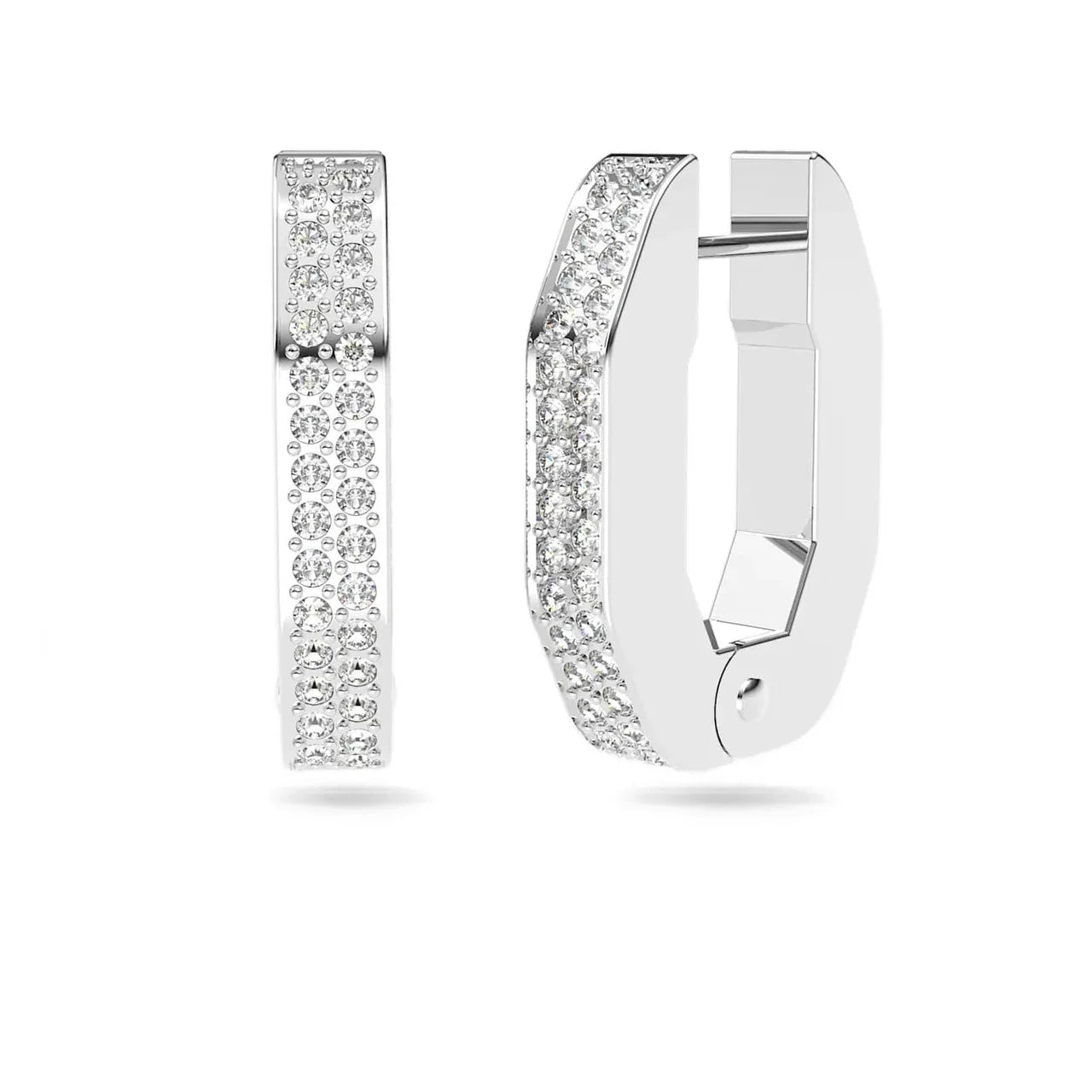 Swarovski Dextera Small Octagonal White Rhodium Plated Crystal Hoop Earrings - Gomix Brands Outlet