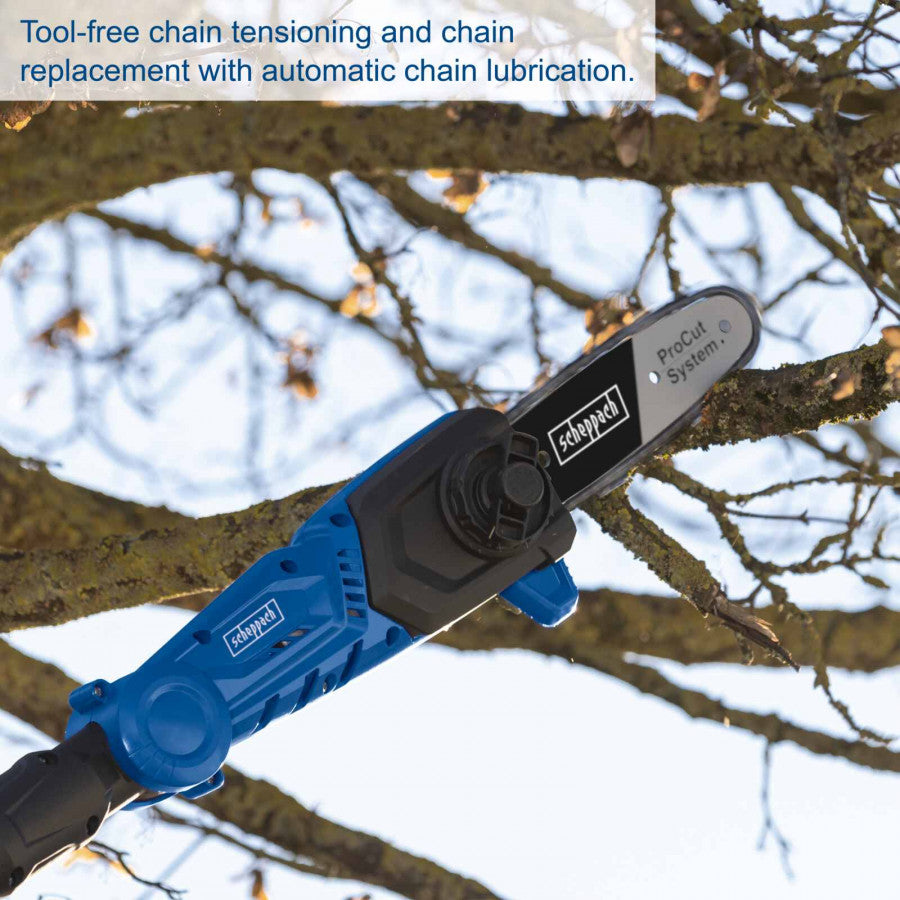 Scheppach Cordless 2-in-1 Hedge Trimmer & Pole Pruner for Ultimate Garden Reach