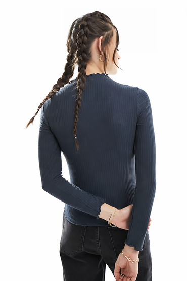 Only Lettuce Edge High Neck Ribbed Top