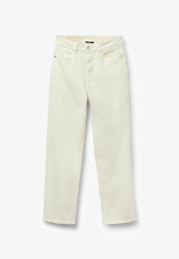 Tezenis Women's White Straight Leg Denim Jeans with Pockets and Belt Loops