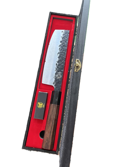 MITSUMOTO SAKARI 7" Hand-Forged Nakiri Chef Knife with Rosewood Handle