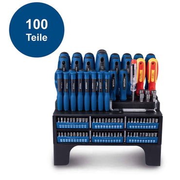 Scheppach 100-Piece VDE Screwdriver Set: Magnetic CrV Steel, Ergonomic Handles