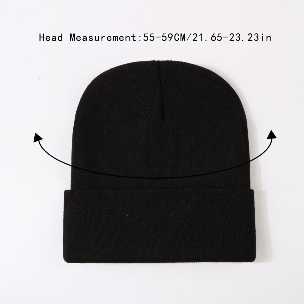 Personalized Letter Black Winter Beanie Hat for Women & Teen Girls