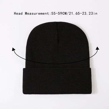 Personalized Letter Black Winter Beanie Hat for Women & Teen Girls