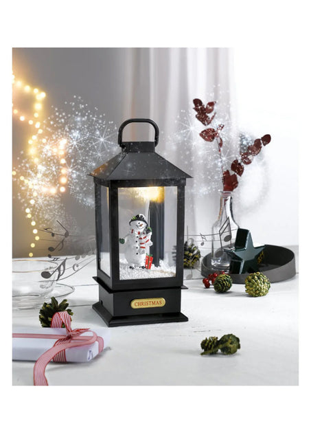 Livarno Home Musical Snowman Christmas Lantern with Falling Snow & LED