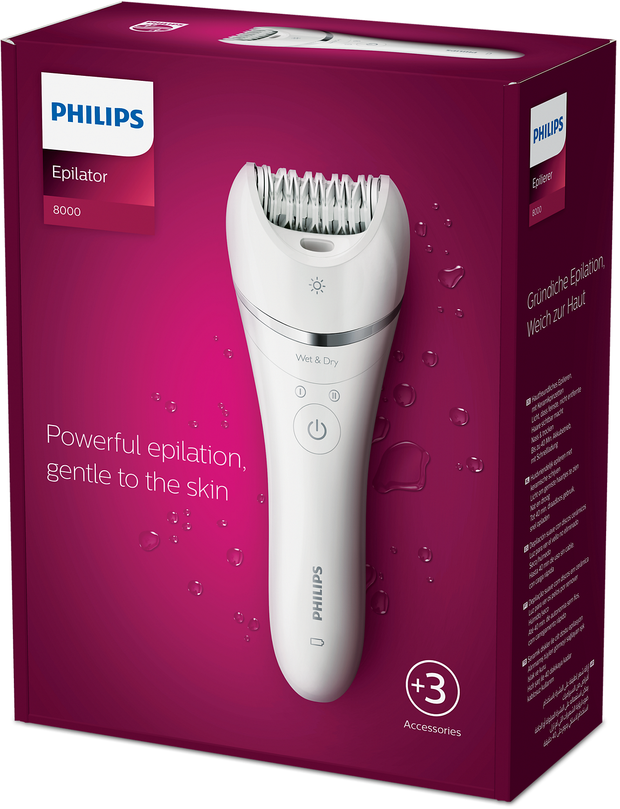 Philips Series 8000 Wet & Dry Epilator BRE700/00 with Accessories