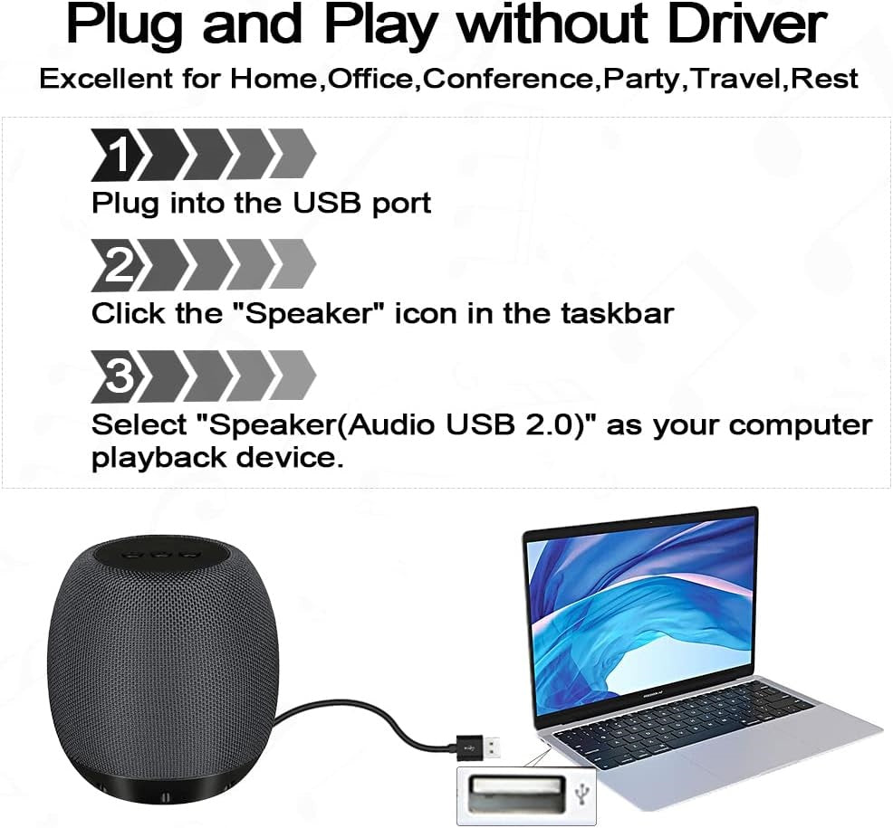 YYV USB PC Speaker: Wired Computer Speaker for Desktop/Laptop, Stereo Sound, Enhanced Bass